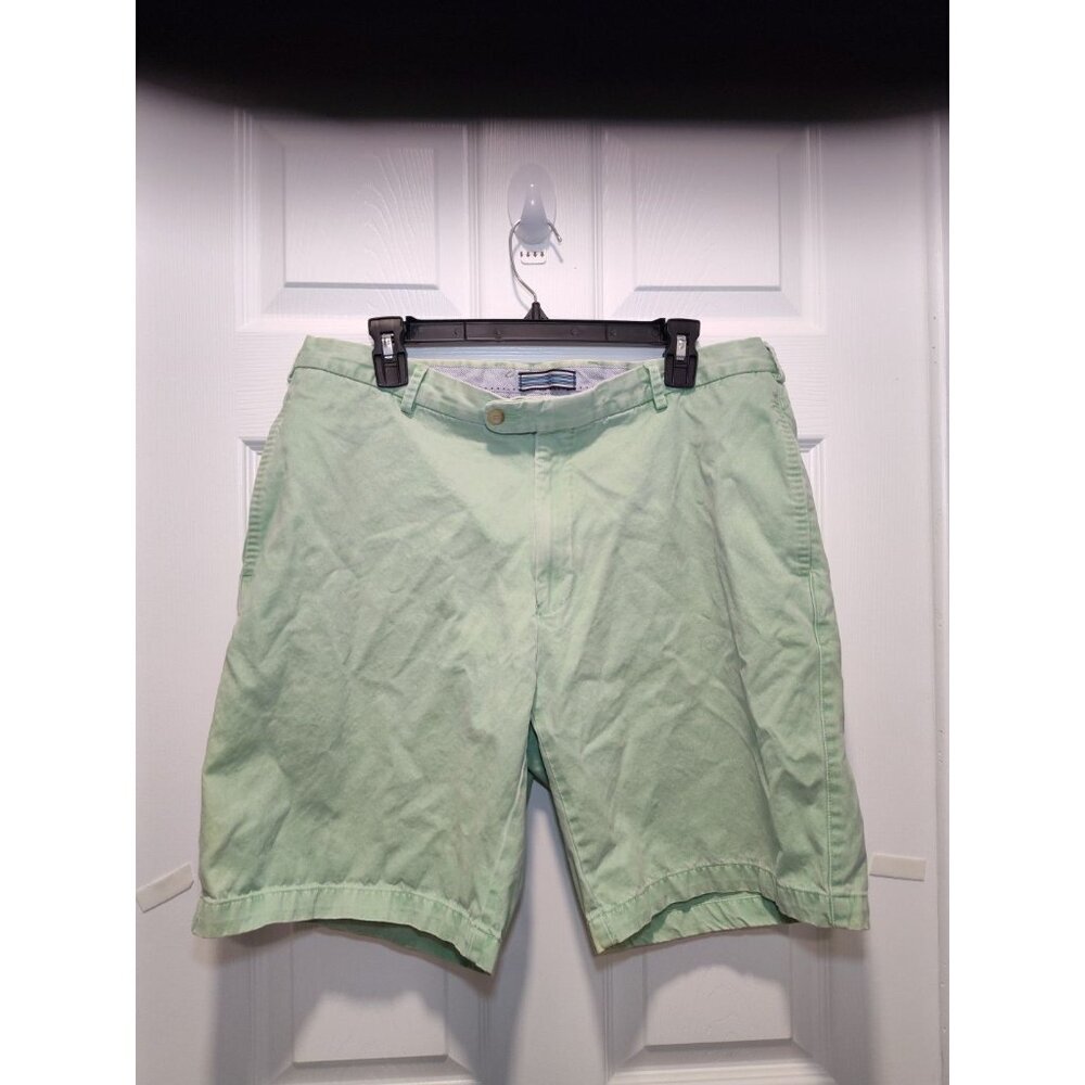 Peter Millar Shorts Mens 36 Chino Flat Front Light Pastel Green‎ Pima Cotton 9"